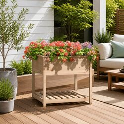 Concise and Reliable Wooden Planter Box 82.5x82.5x81 cm