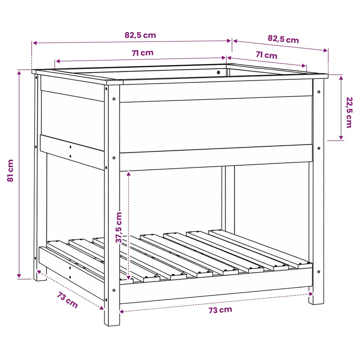 Wooden Planter with Shelf 82.5x82.5x81 cm Raised Garden Flower Box Brown