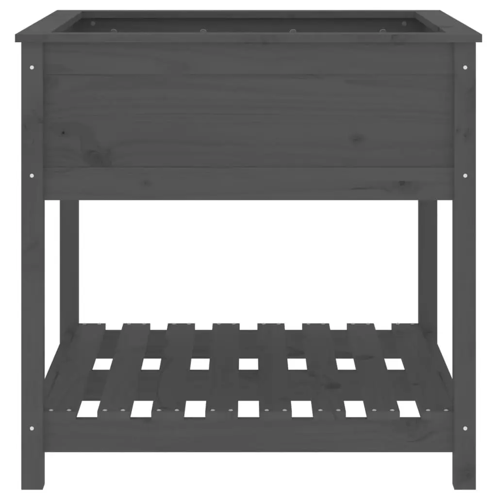 Wooden Garden Planter Grey Raised Flower Box with Shelf