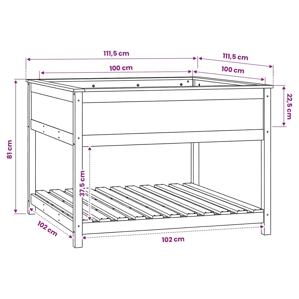 Wooden Planter White Raised Garden Flower Box with Shelf Ergonomic Height
