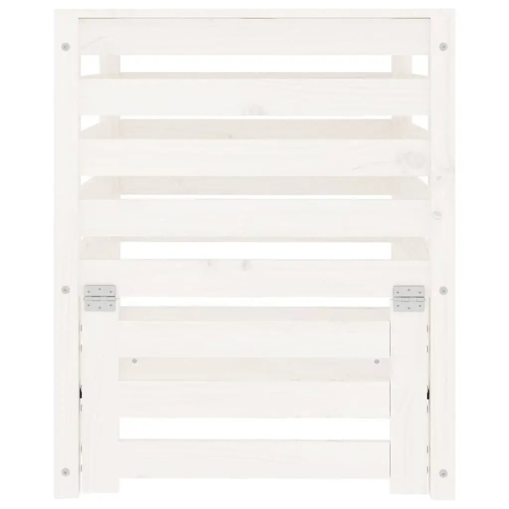 Solid Wood Pine Composter White 63.5x63.5x77.5 cm Garden Waste Bin Composting