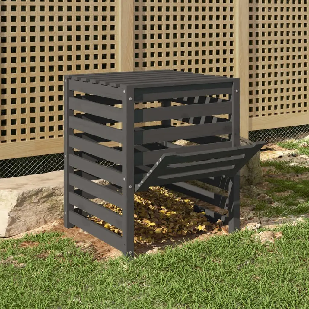 Wooden Composter Bin Garden Waste Recycling Container Large Capacity Grey 63.5cm