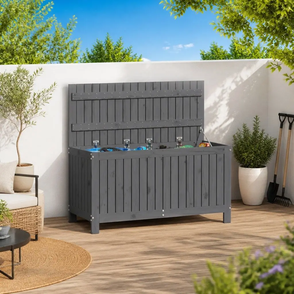 Grey Garden Storage Box 115x49x60 cm Solid Pine