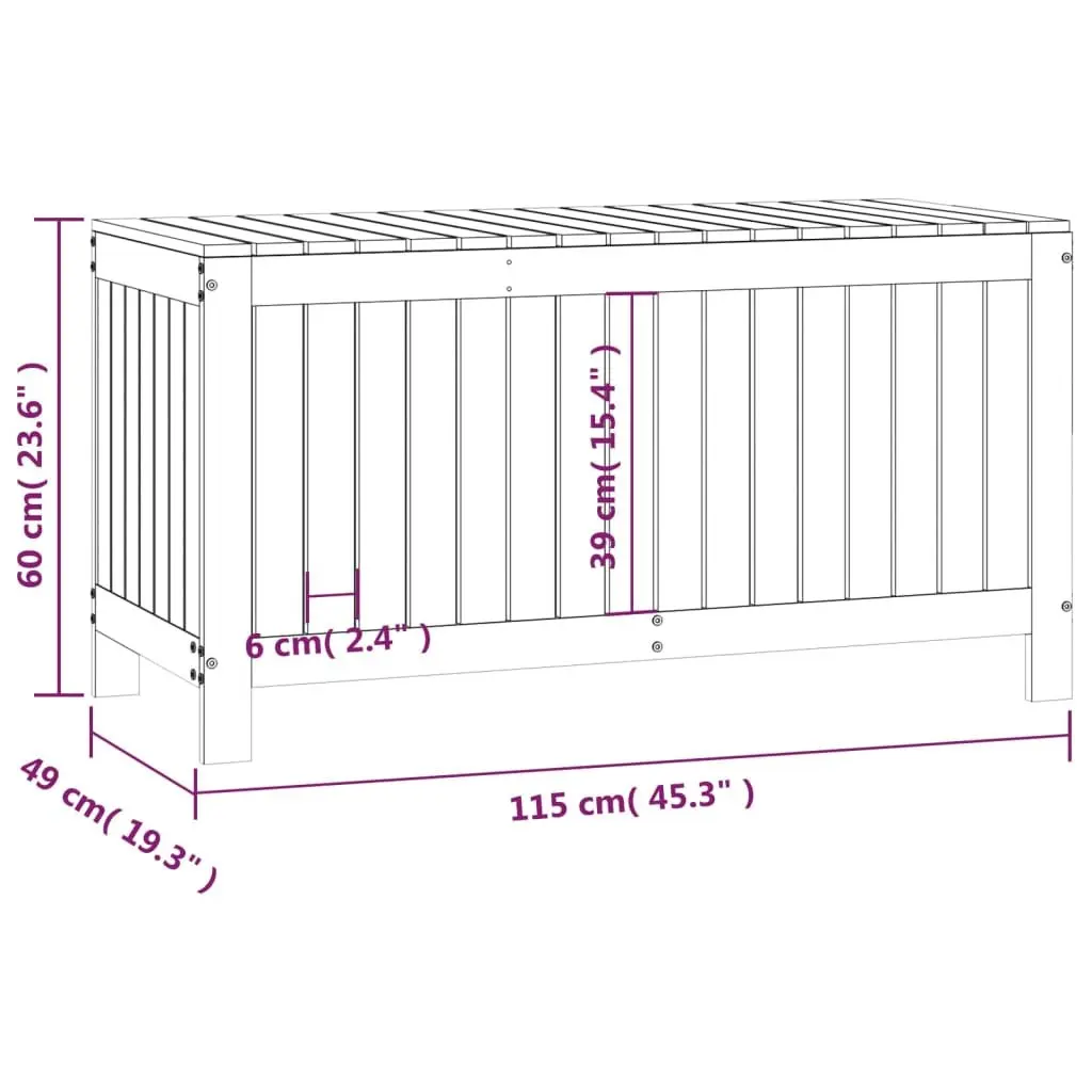 Grey Garden Storage Box 115x49x60 cm Solid Pine