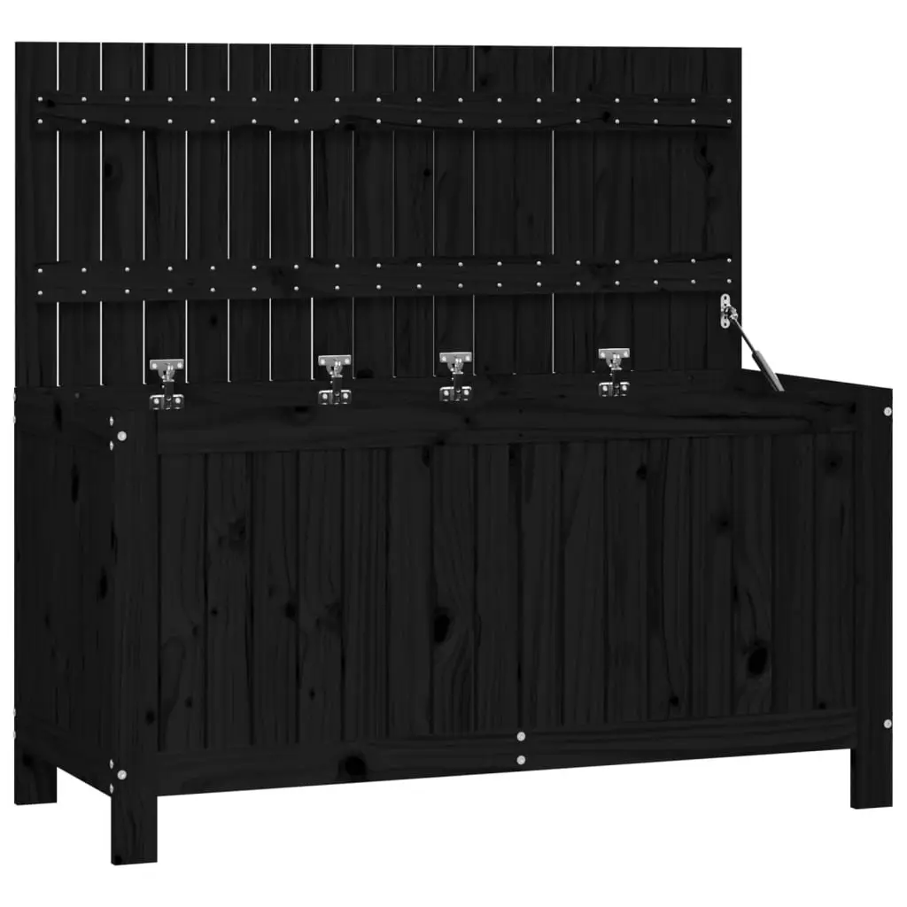 Outdoor Tool Organizer Black Wooden Garden Storage Box with Hydraulic Lid 115x49x60cm