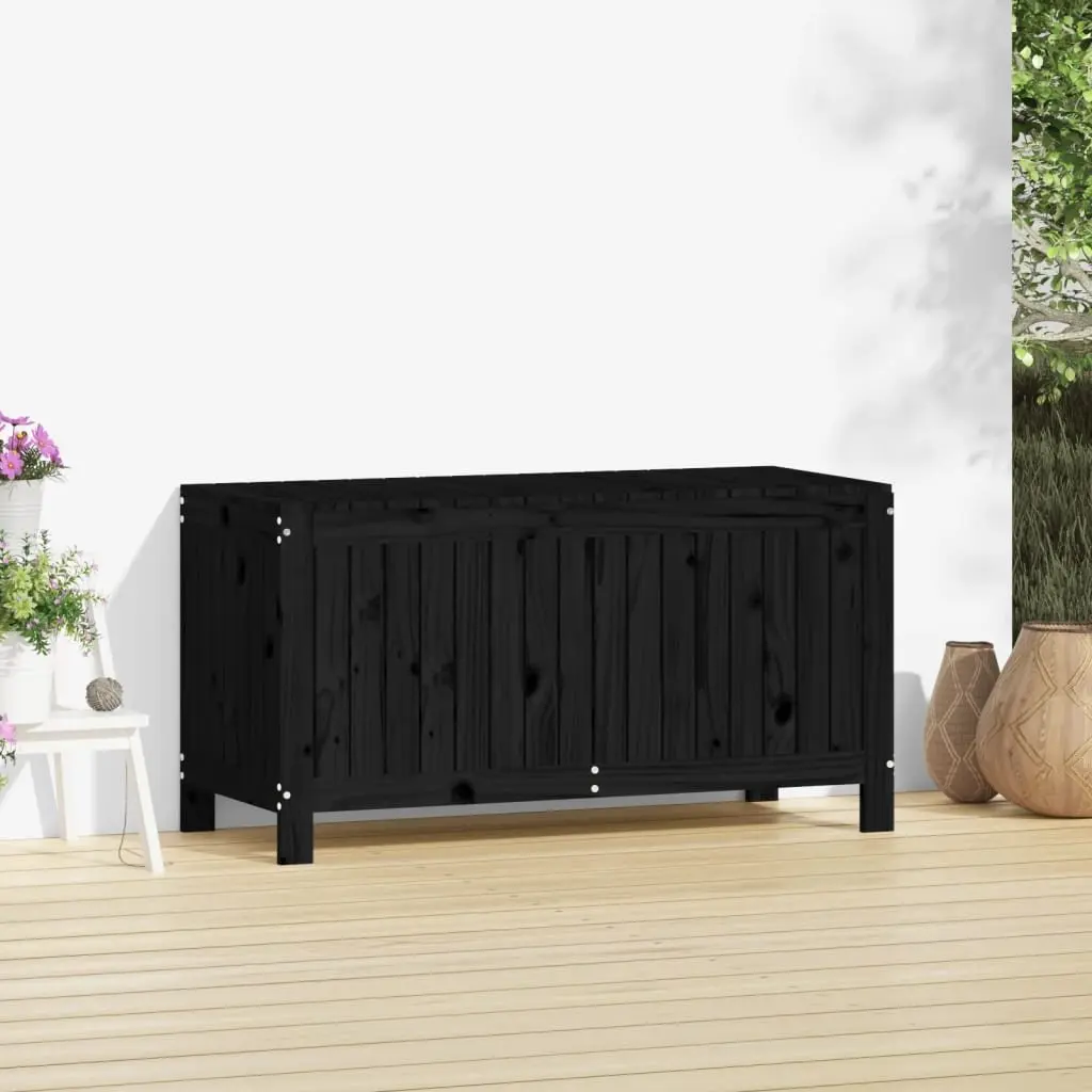 Outdoor Tool Organizer Black Wooden Garden Storage Box with Hydraulic Lid 115x49x60cm