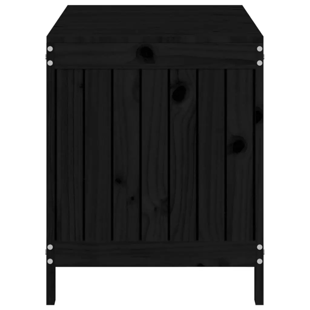 Outdoor Tool Organizer Black Wooden Garden Storage Box with Hydraulic Lid 115x49x60cm