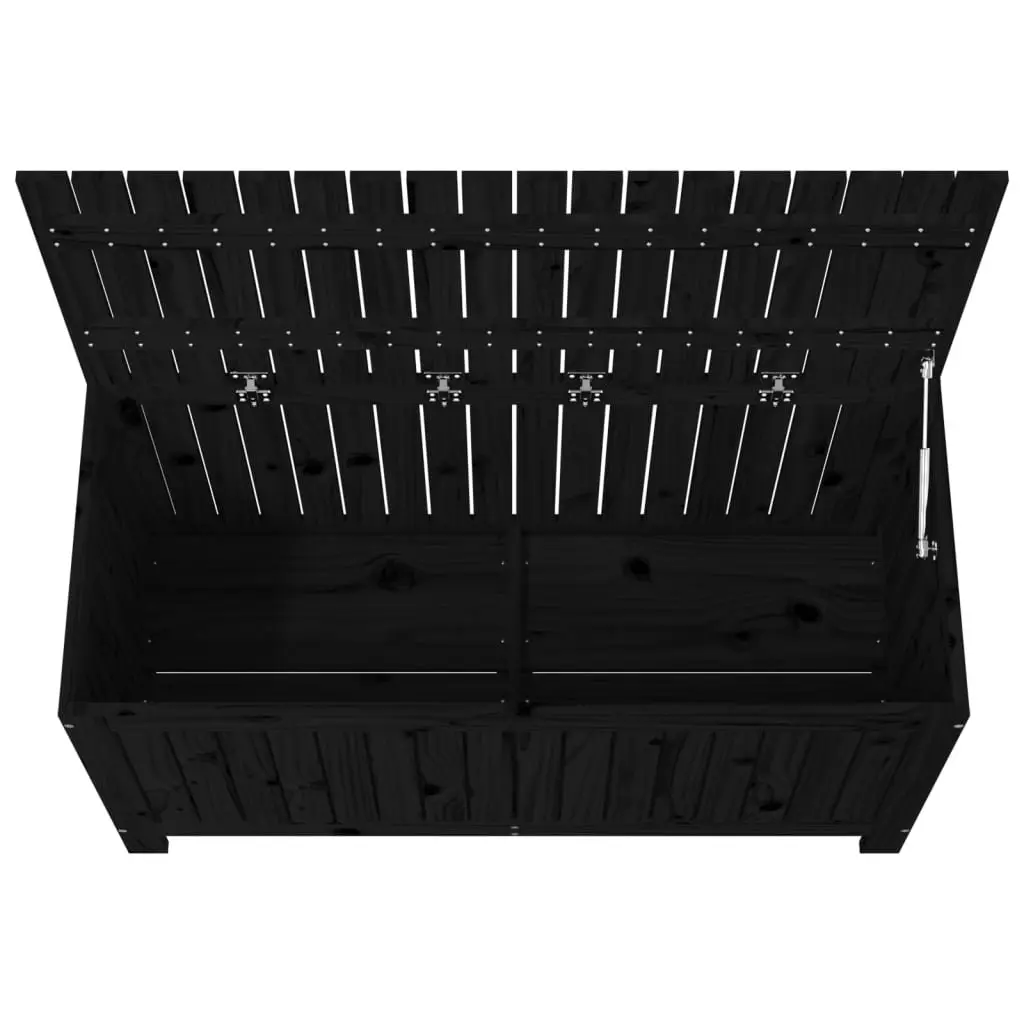 Outdoor Tool Organizer Black Wooden Garden Storage Box with Hydraulic Lid 115x49x60cm