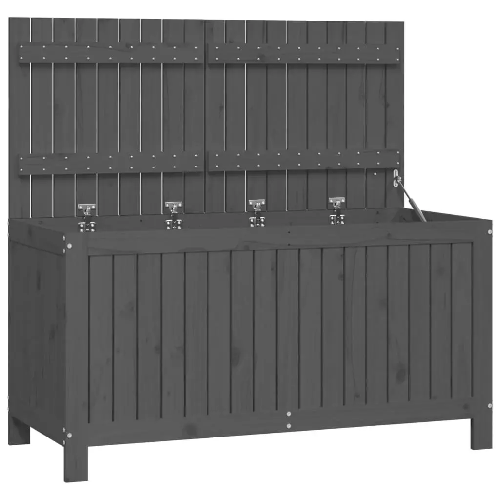 Garden Storage Box Grey Outdoor Wooden Solid Pine Wood Deck Tool Shed Furniture