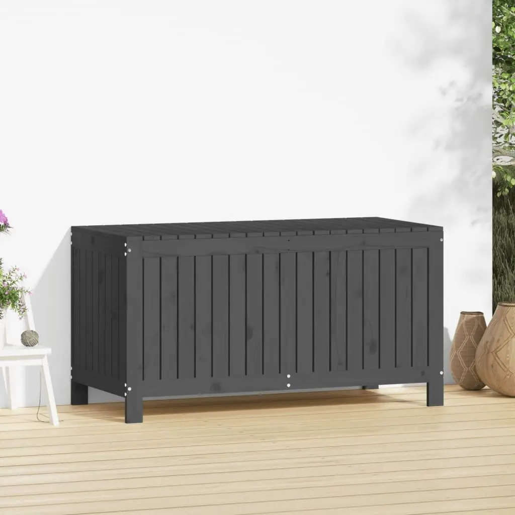 Garden Storage Box Grey Outdoor Wooden Solid Pine Wood Deck Tool Shed Furniture