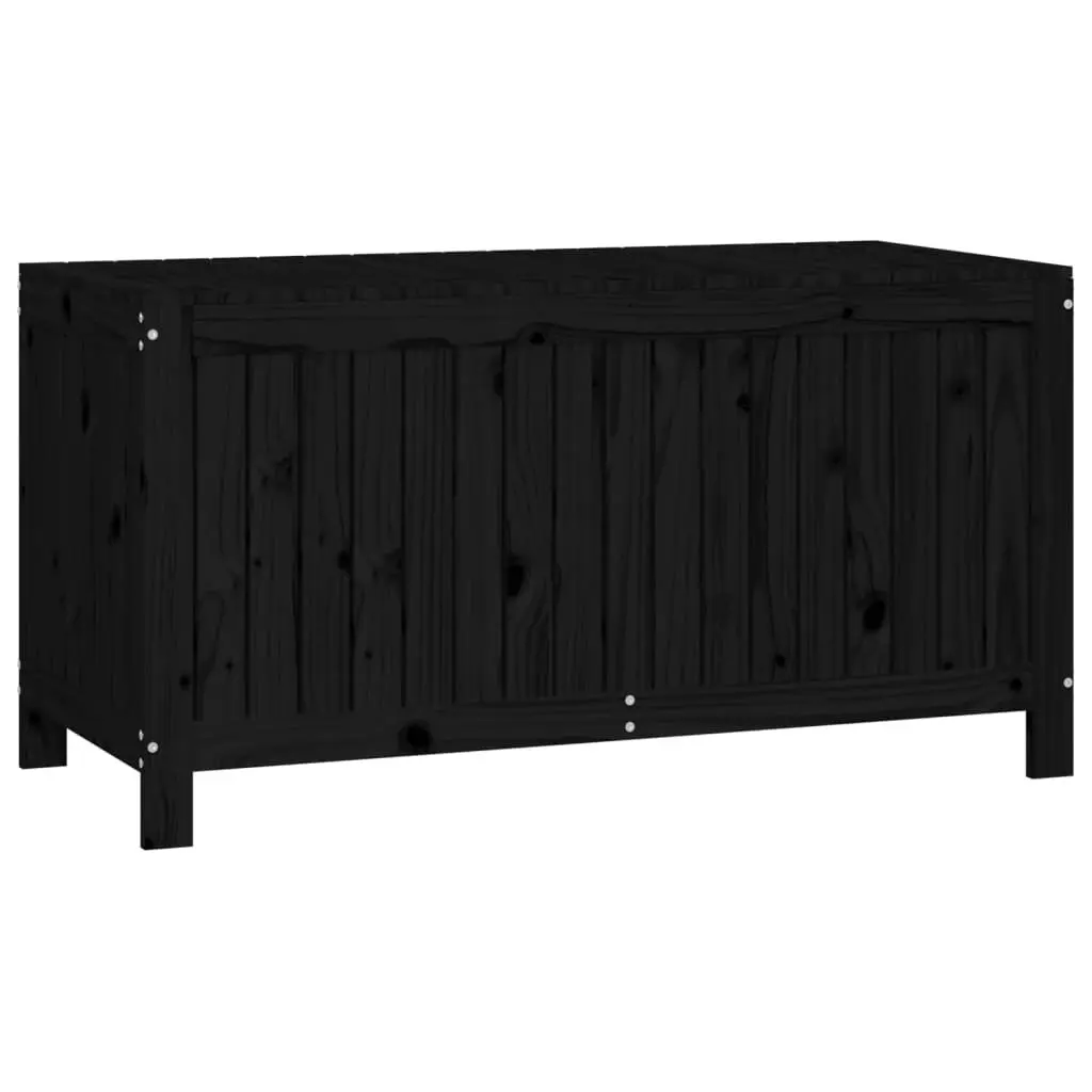 Garden Storage Box Black Outdoor Wooden Deck Box with Hydraulic Lid Solid Pine