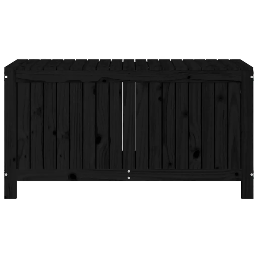 Garden Storage Box Black Outdoor Wooden Deck Box with Hydraulic Lid Solid Pine