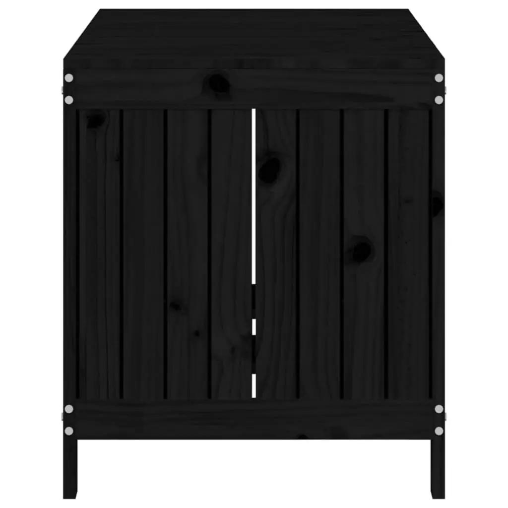 Garden Storage Box Black Outdoor Wooden Deck Box with Hydraulic Lid Solid Pine