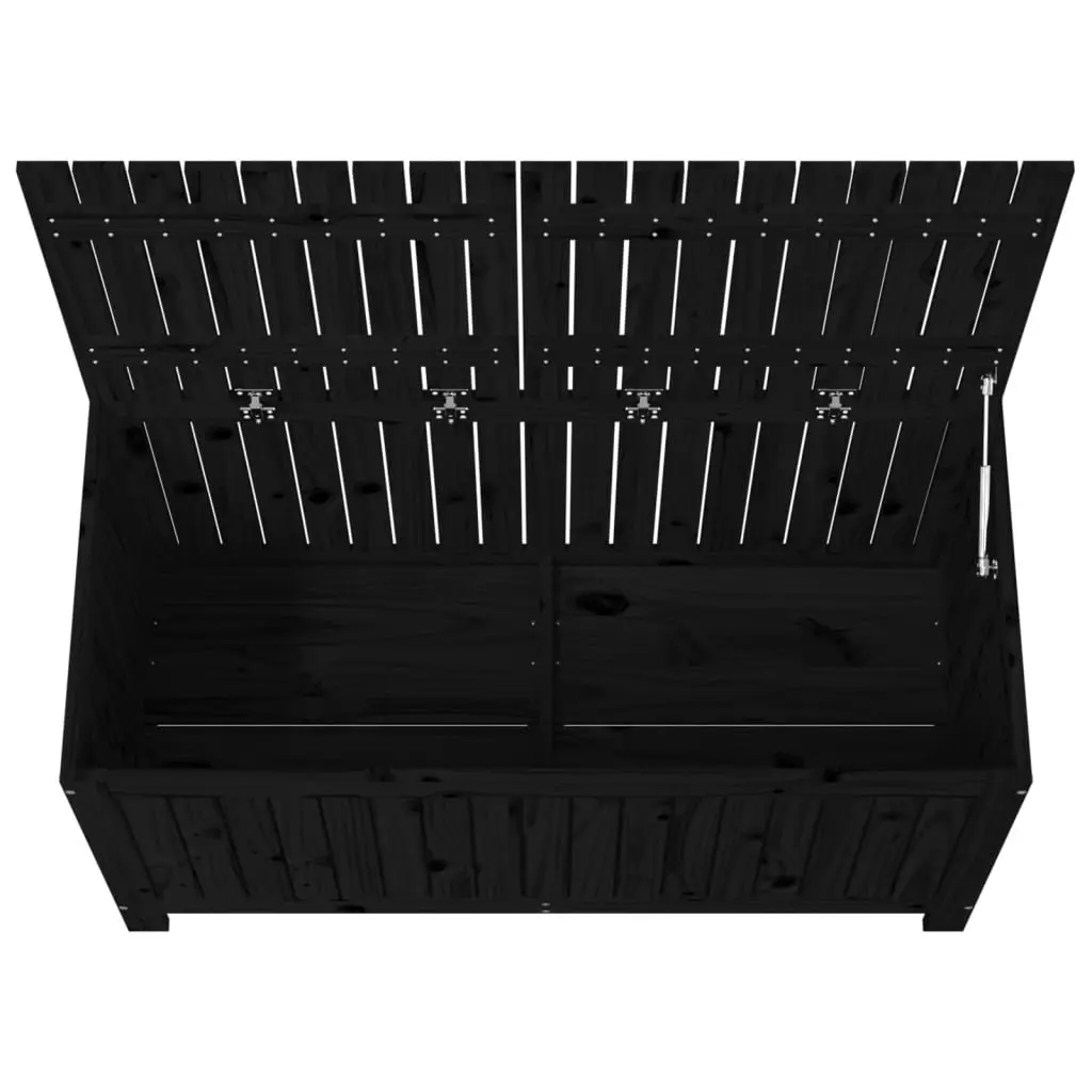 Garden Storage Box Black Outdoor Wooden Deck Box with Hydraulic Lid Solid Pine