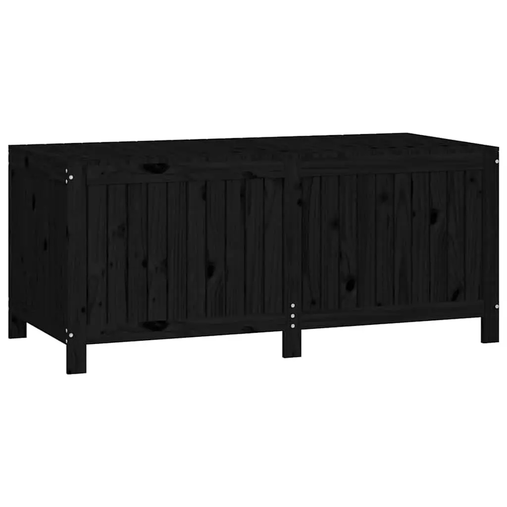 Garden Storage Box Black Wooden Outdoor Deck Tool Equipment Organizer Bench Seat