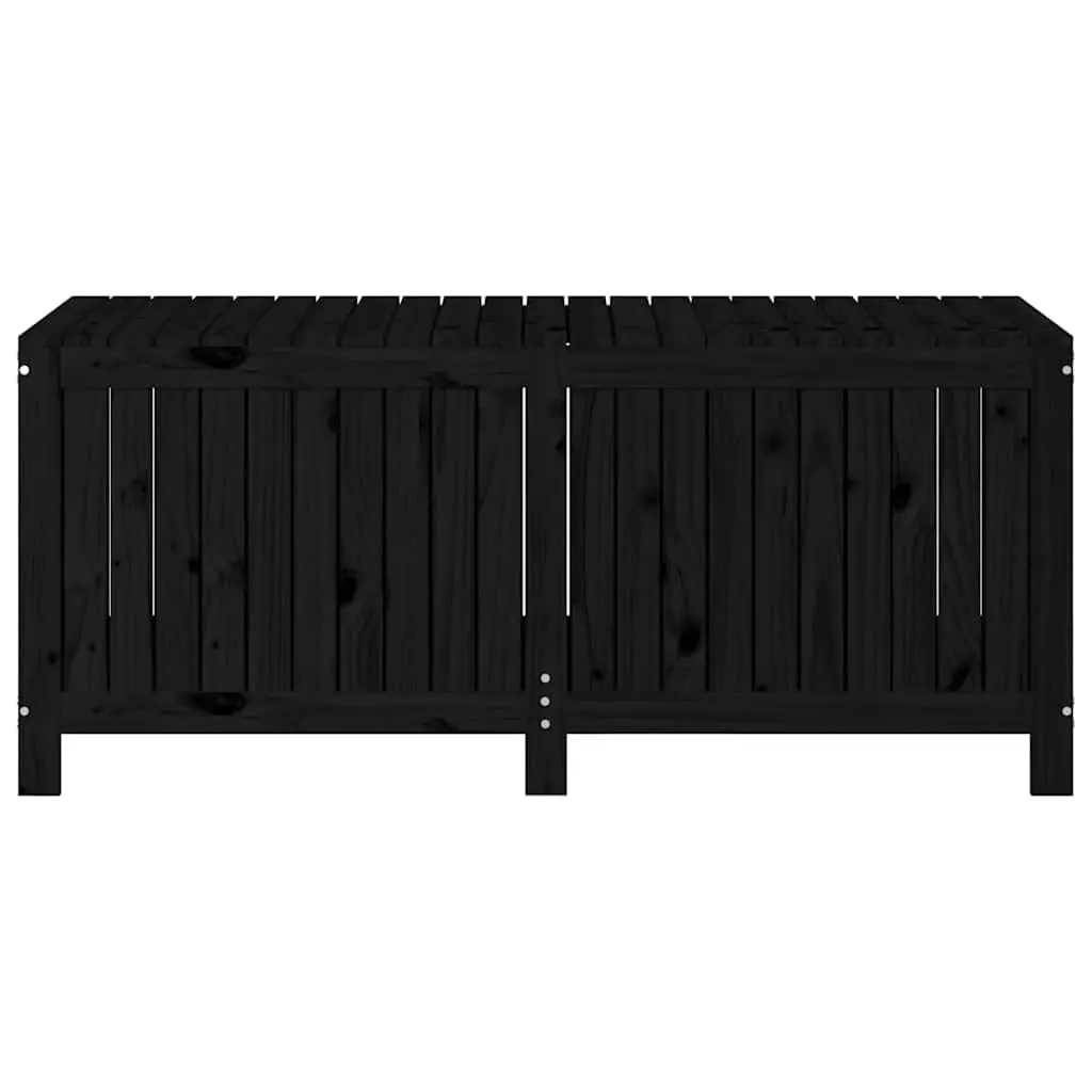 Garden Storage Box Black Wooden Outdoor Deck Tool Equipment Organizer Bench Seat