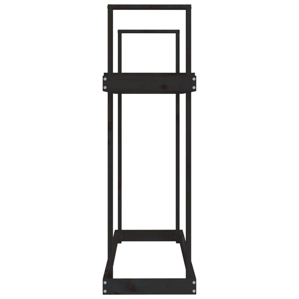 Firewood Rack Black Log Storage Holder Stand Solid Pine Wood 110x35x108.5 cm