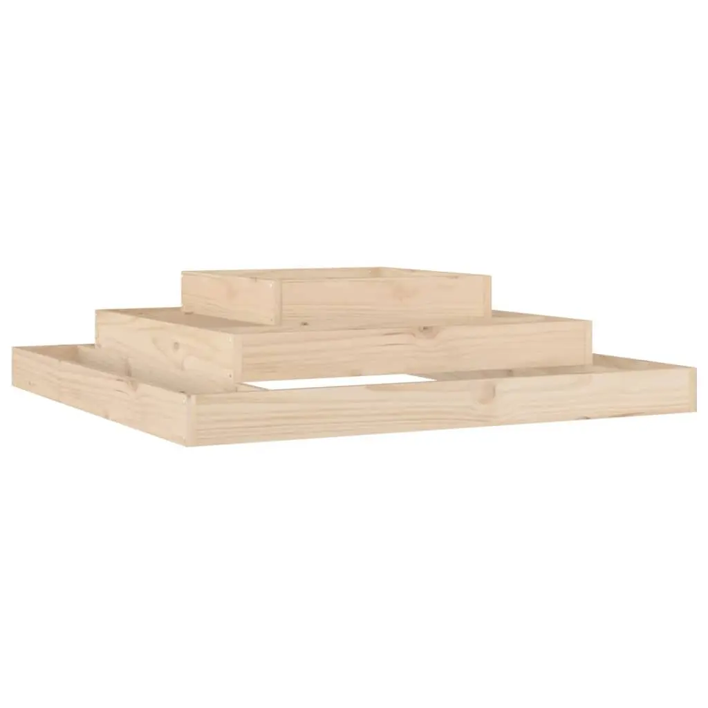 Wooden Planter Brown 110x110x27 cm 3-Tier Raised Flower Bed Garden Container