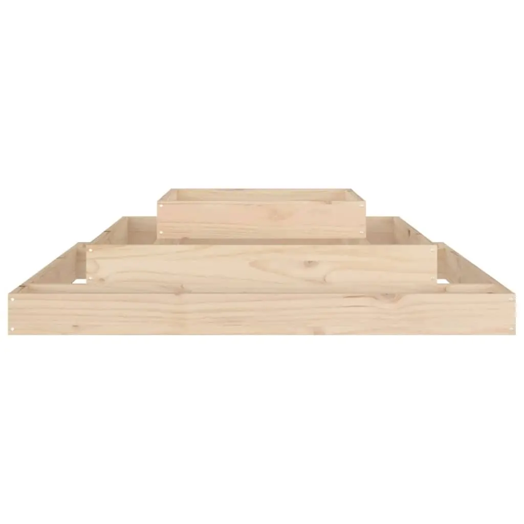 Wooden Planter Brown 110x110x27 cm 3-Tier Raised Flower Bed Garden Container