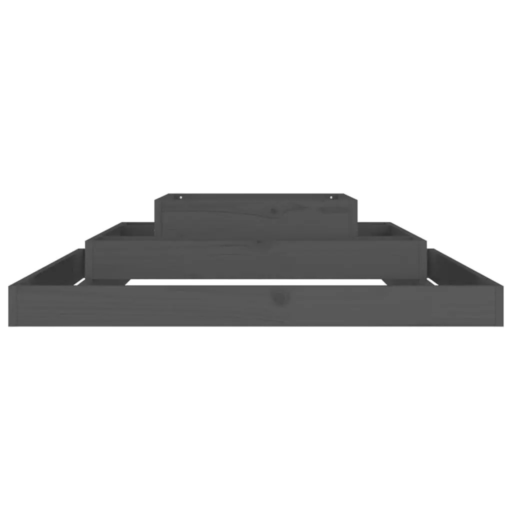 3-Tier Wooden Planter Box Grey Solid Pine 110x110x27cm Raised Bed
