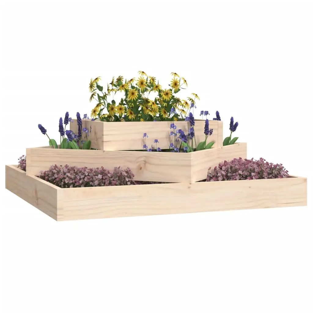 Wooden Planter Box 83x83x27cm Raised Garden Bed 3-Tier Pine Flower Pot