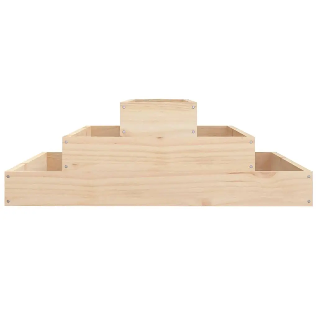 Wooden Planter Box 80x80x27 cm Raised Garden Bed Stair-Step Design Outdoor