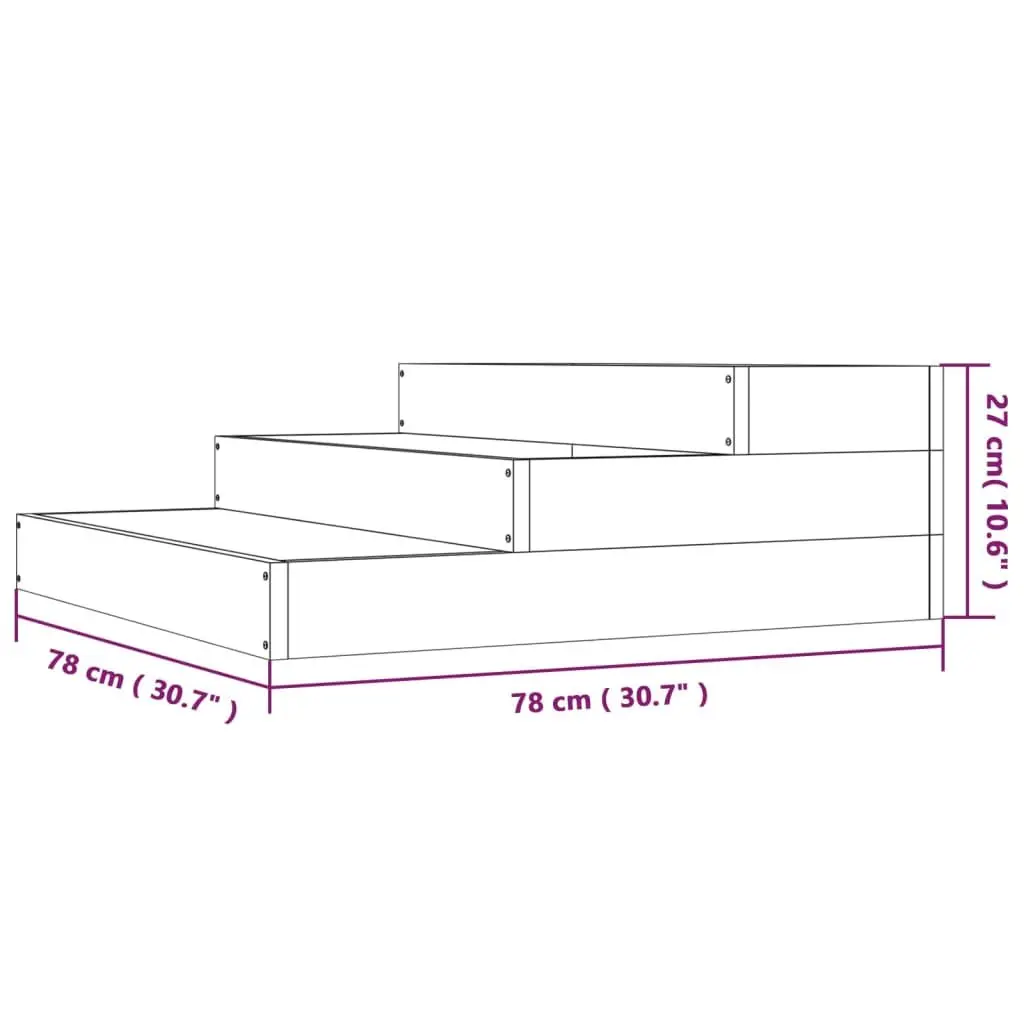 Wooden Planter Box White 78x78x27cm Raised Garden Bed Stair Step Design