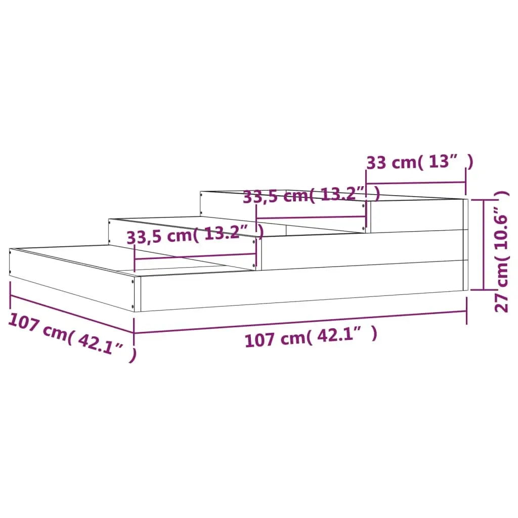 Wooden Planter Box White 107x107x27 cm Raised Flower Pot Garden Bed Stair-Step