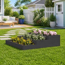 Wooden Planter Pot Grey Raised Bed Garden Flowers Plants Outdoor Container