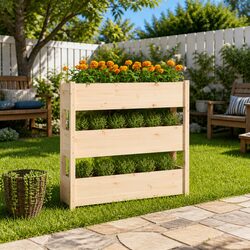 Compact Wooden Planter with 3 Flower Boxes for Your Garden