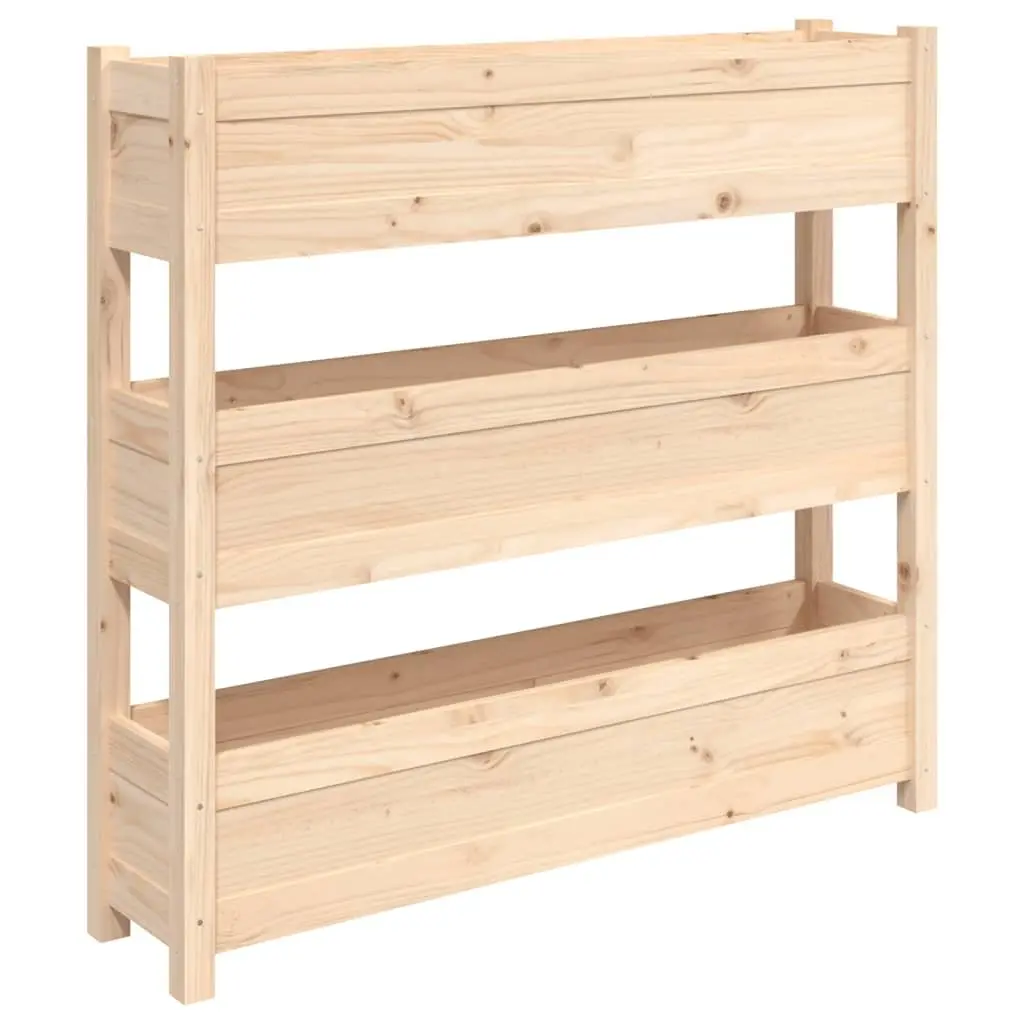 Wooden Garden Planter Brown 112x25x104.5 cm Raised Bed with 3 Flower Boxes