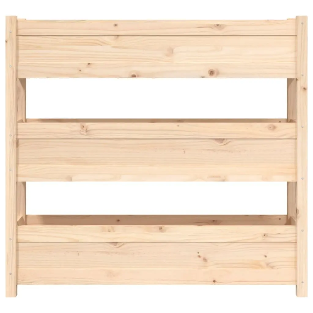 Wooden Garden Planter Brown 112x25x104.5 cm Raised Bed with 3 Flower Boxes