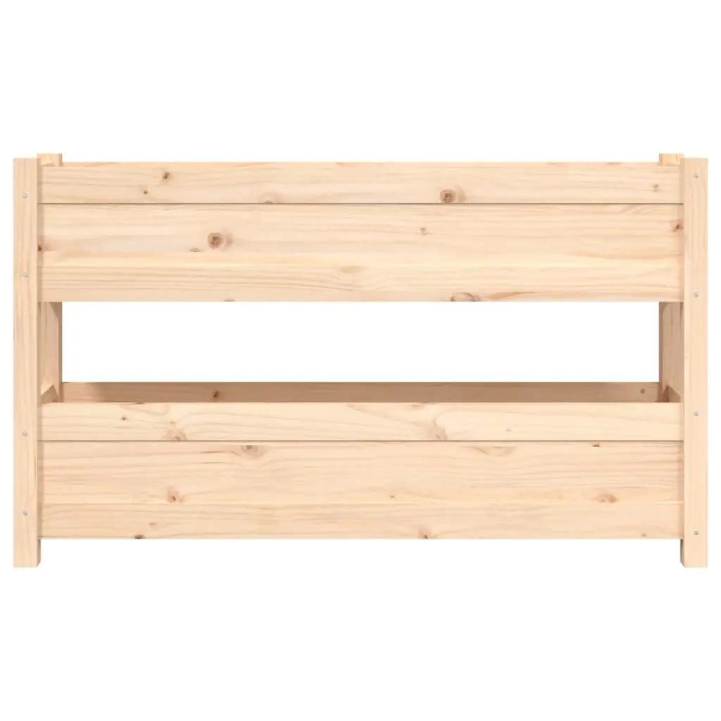 Wooden Planter Box Brown 112x25x66 cm Solid Pine Two Flower Boxes for Garden Vegetable Herb and Plant Decoration