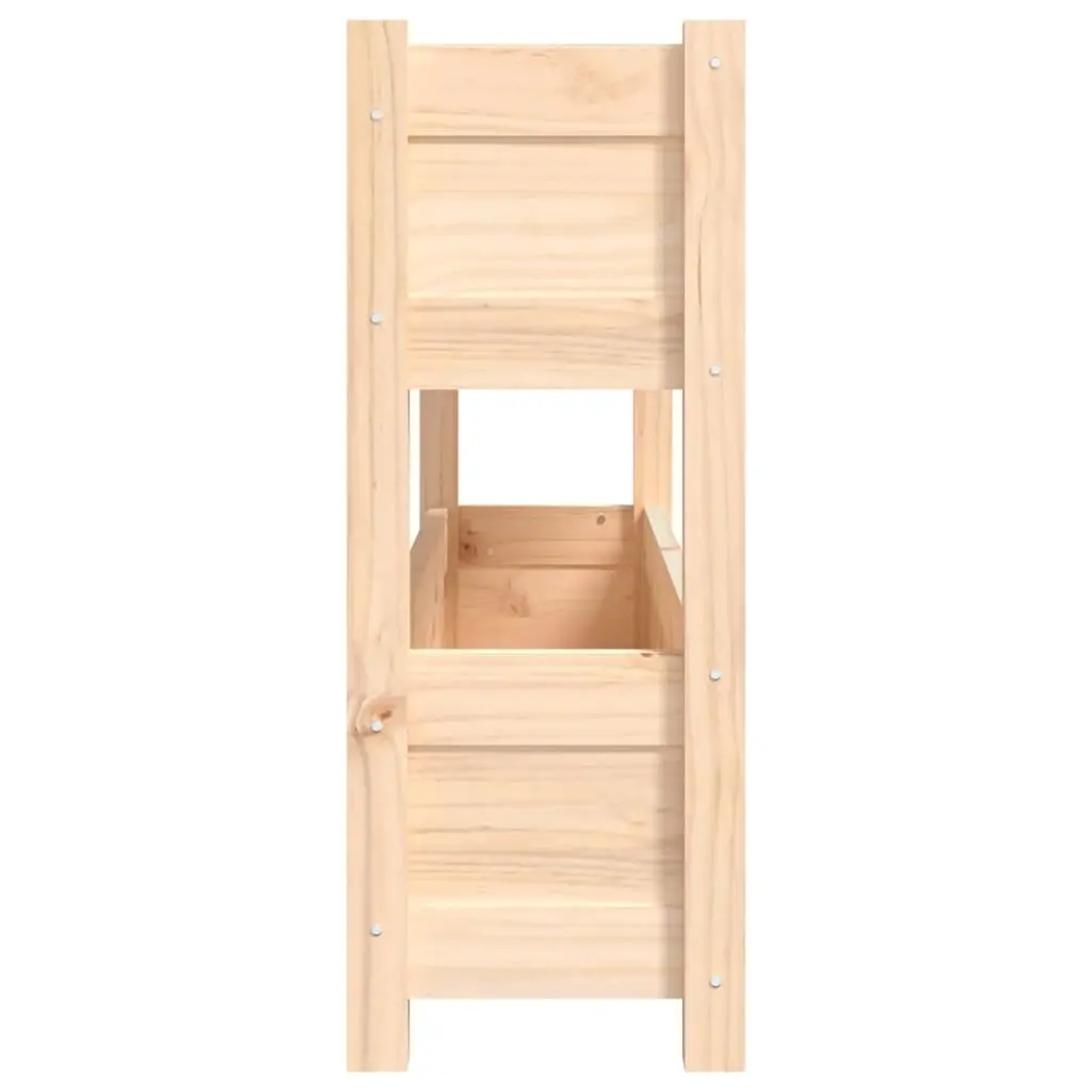 Wooden Planter Box Brown 112x25x66 cm Solid Pine Two Flower Boxes for Garden Vegetable Herb and Plant Decoration