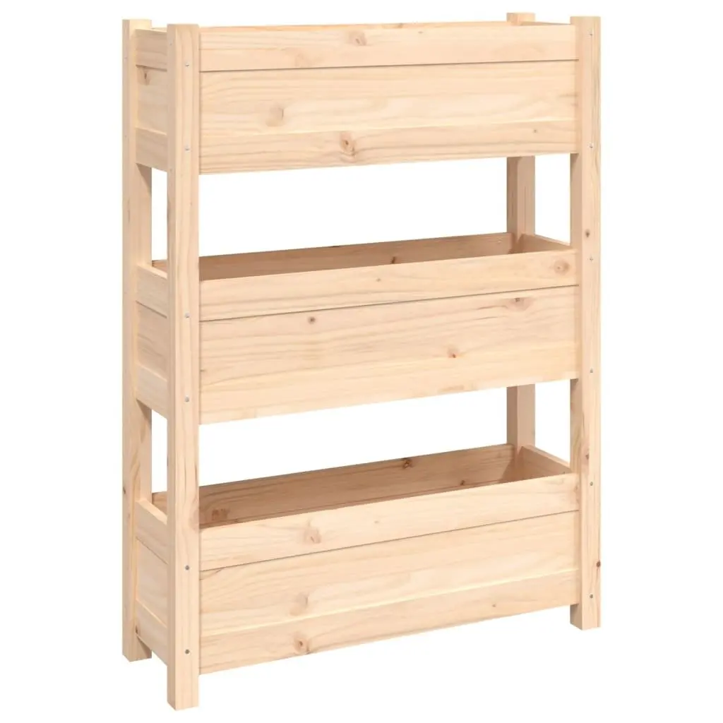 Planter Box Brown 77x25x104.5cm Raised Garden Bed Solid Pine Wood 3 Flower Boxes
