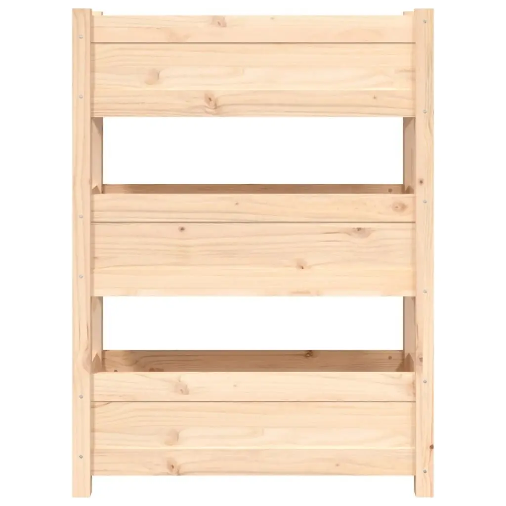 Planter Box Brown 77x25x104.5cm Raised Garden Bed Solid Pine Wood 3 Flower Boxes