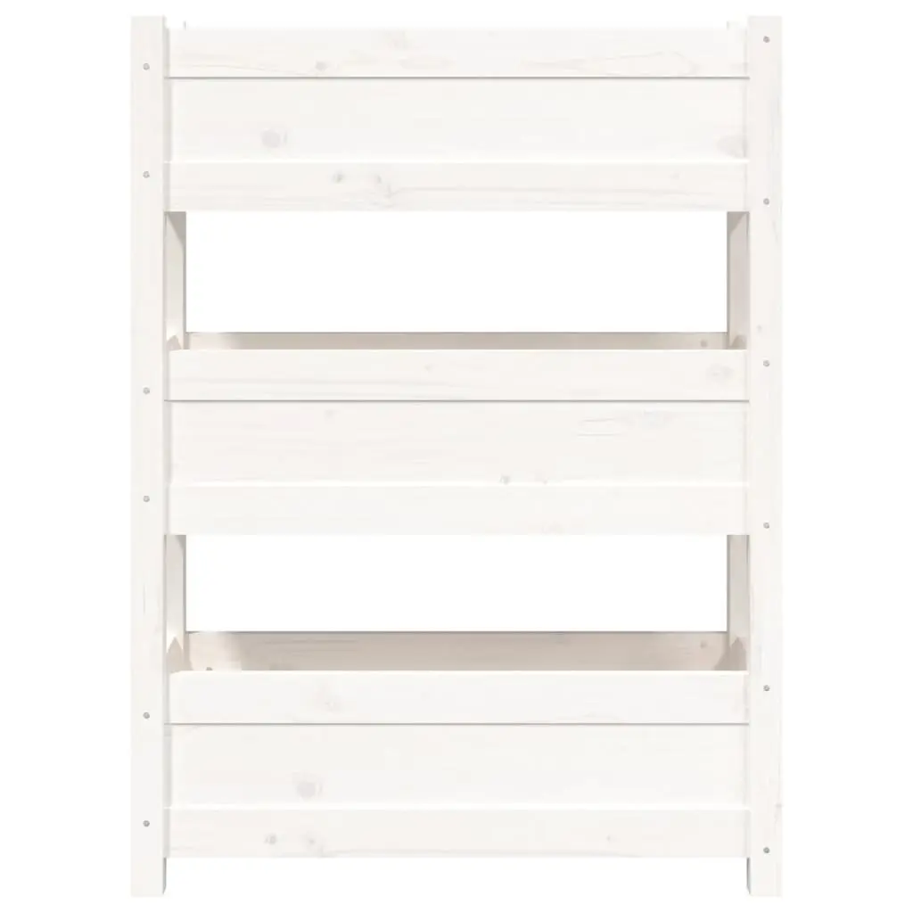 Wooden Planter Box White 77x25x104.5cm Raised Garden Bed 3 Flower Boxes Pine
