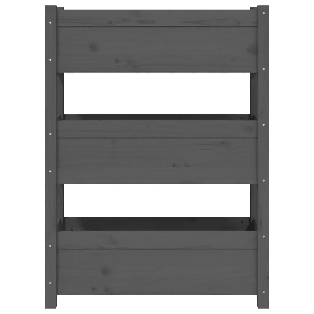 Grey Wooden Raised Garden Bed 77x25x104.5cm Pine Planter Box with 3 Flower Boxes