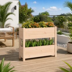 Compact Wooden Planter with Two Flower Boxes