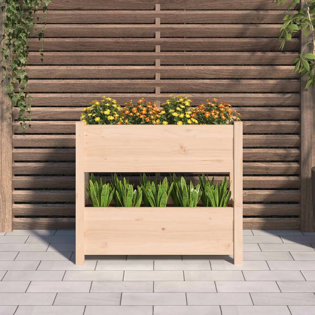 Wooden Planter Brown 2 Flower Boxes Sturdy Frame for Indoor Outdoor Use