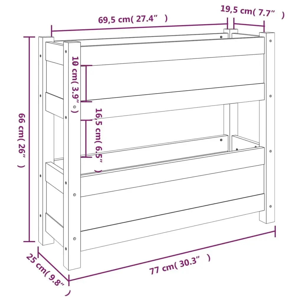 Wooden Planter Brown 2 Flower Boxes Sturdy Frame for Indoor Outdoor Use