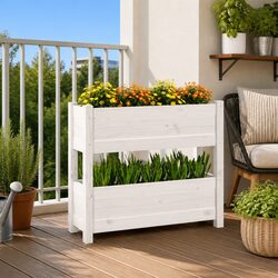 Wooden Planter: Sturdy Twin Flower Boxes for Your Garden