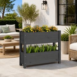 Wooden Planter with Two Boxes for Plants