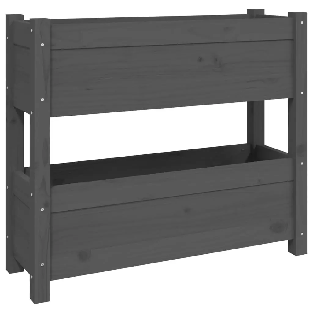 Wooden Planter Grey 2 Flower Boxes Solid Pine Garden Decor