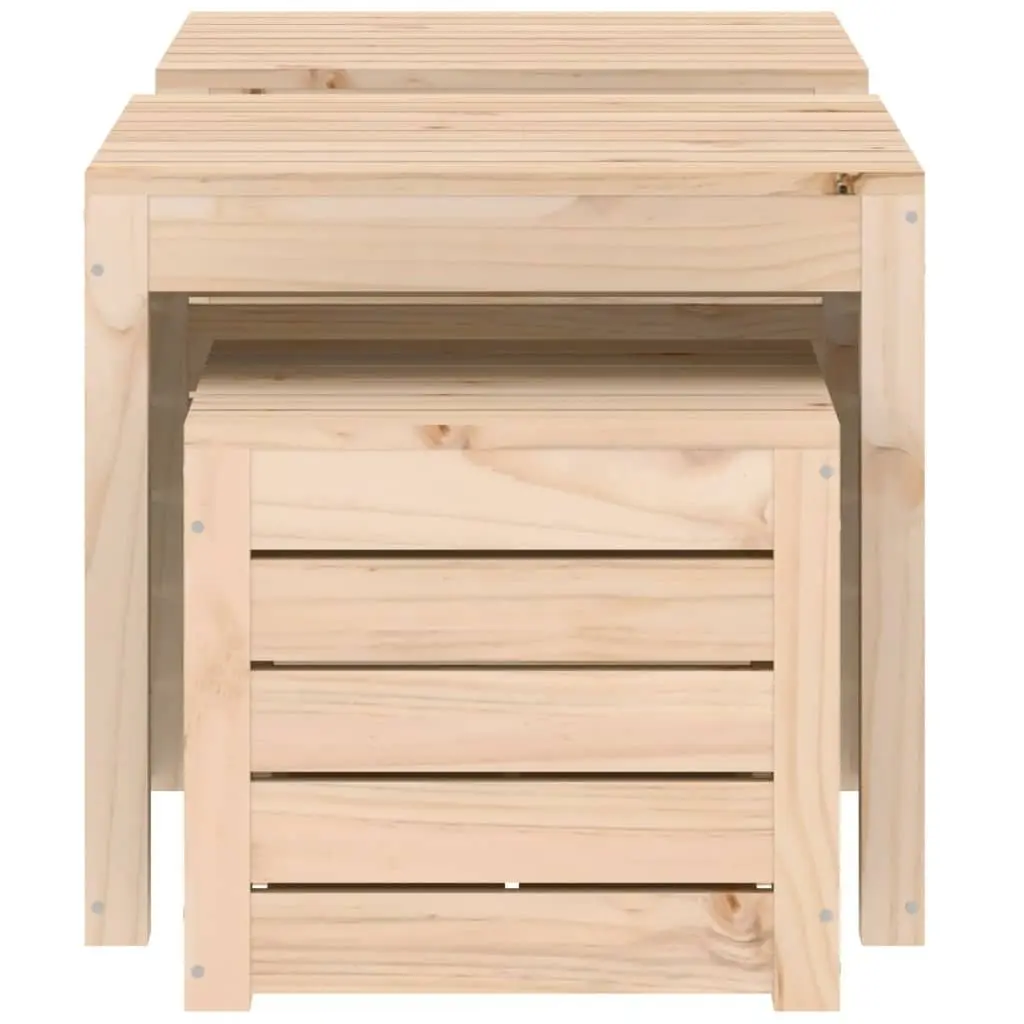 3 Piece Garden Storage Box Set Brown Solid Pine Wood Outdoor Furniture