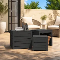 Concise 3-Piece Garden Storage Box Set in Grey Pine