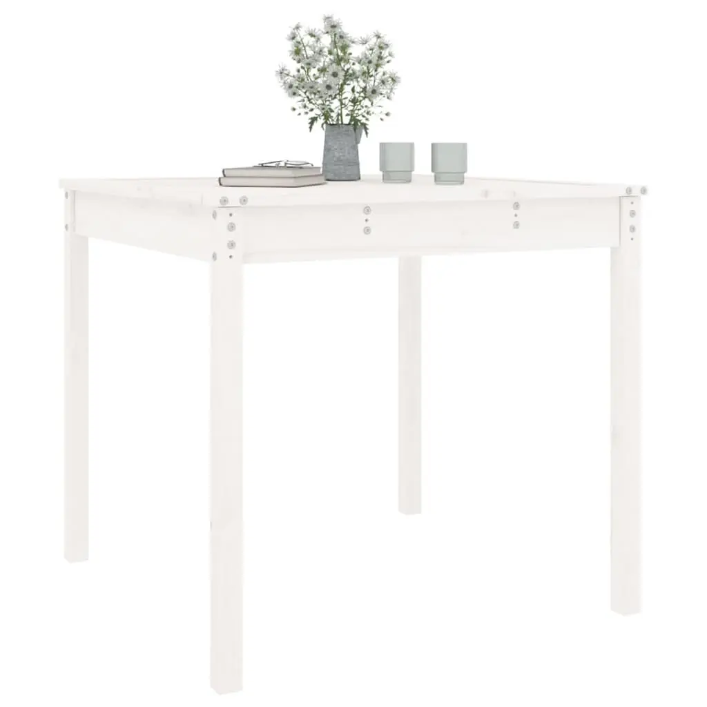 Garden Table White 82.5x82.5x76 cm Solid Wood Pine Outdoor Patio Furniture