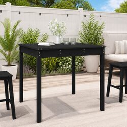 Compact and Durable Black Garden Table in Solid Pine