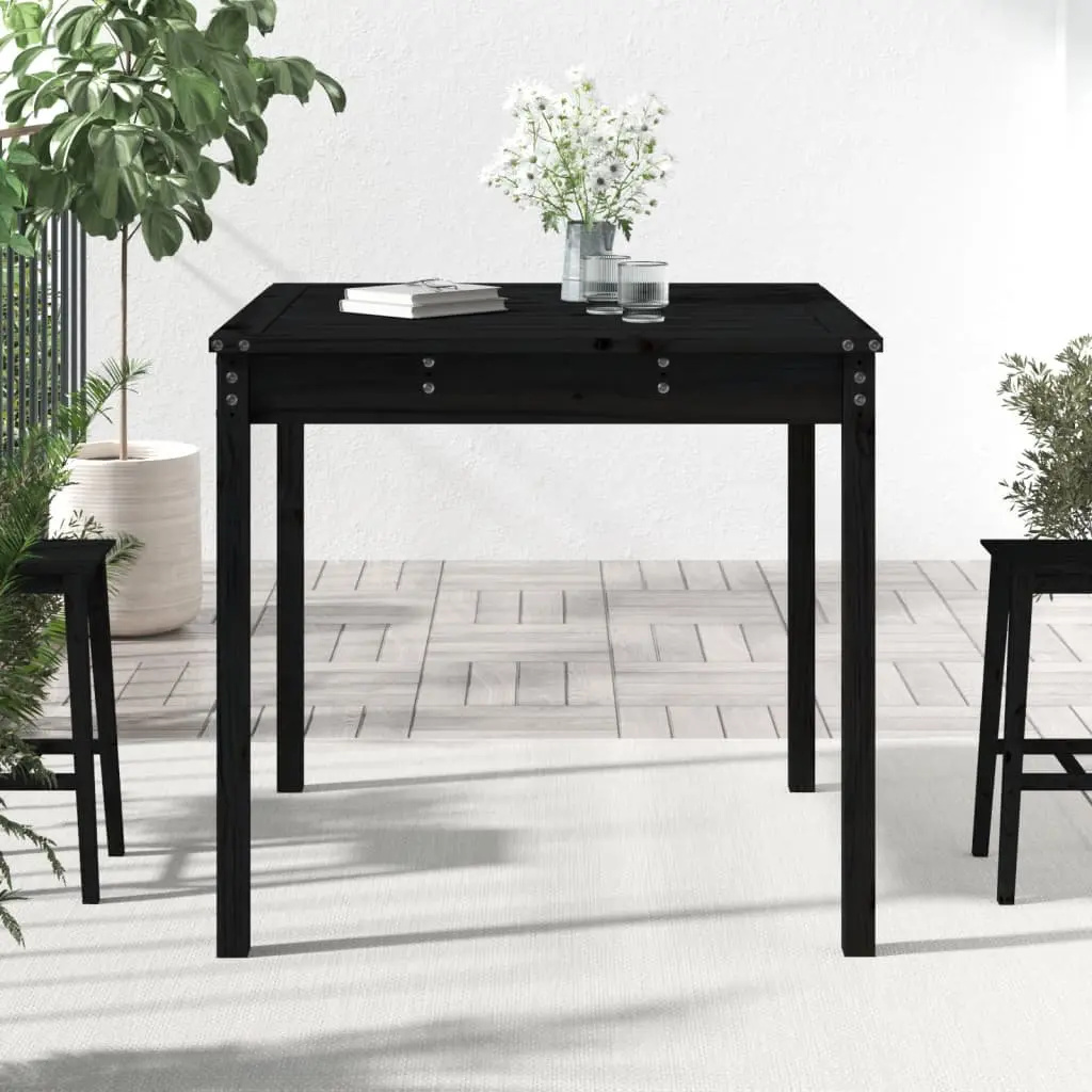 Black Garden Table in Solid Pine