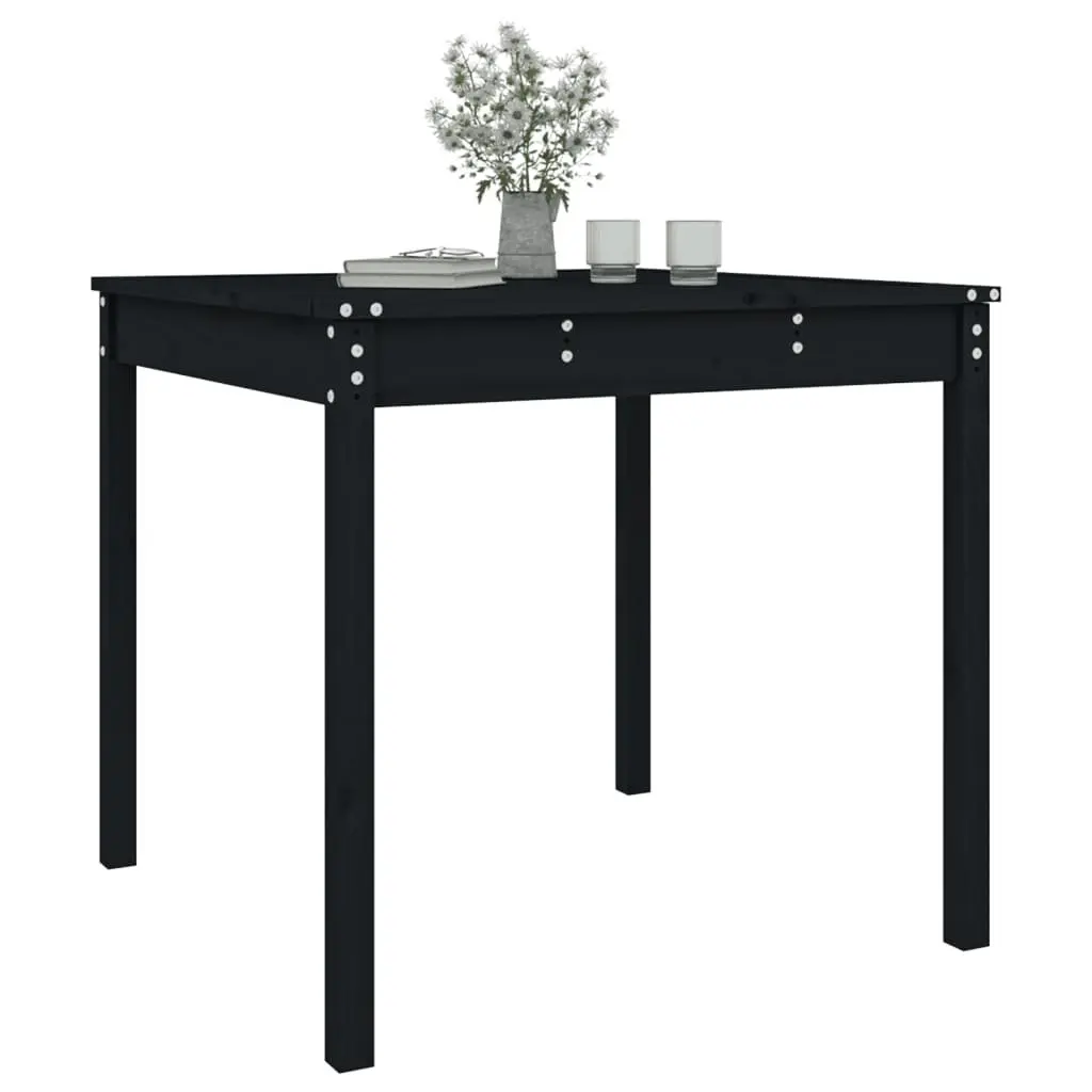 Black Garden Table in Solid Pine